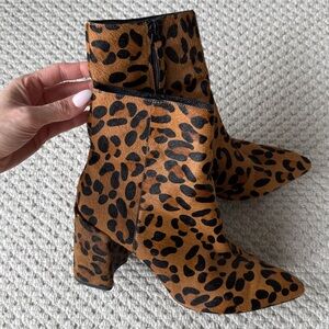 Topshop Cheetah Print Pony Hair Ankle Booties